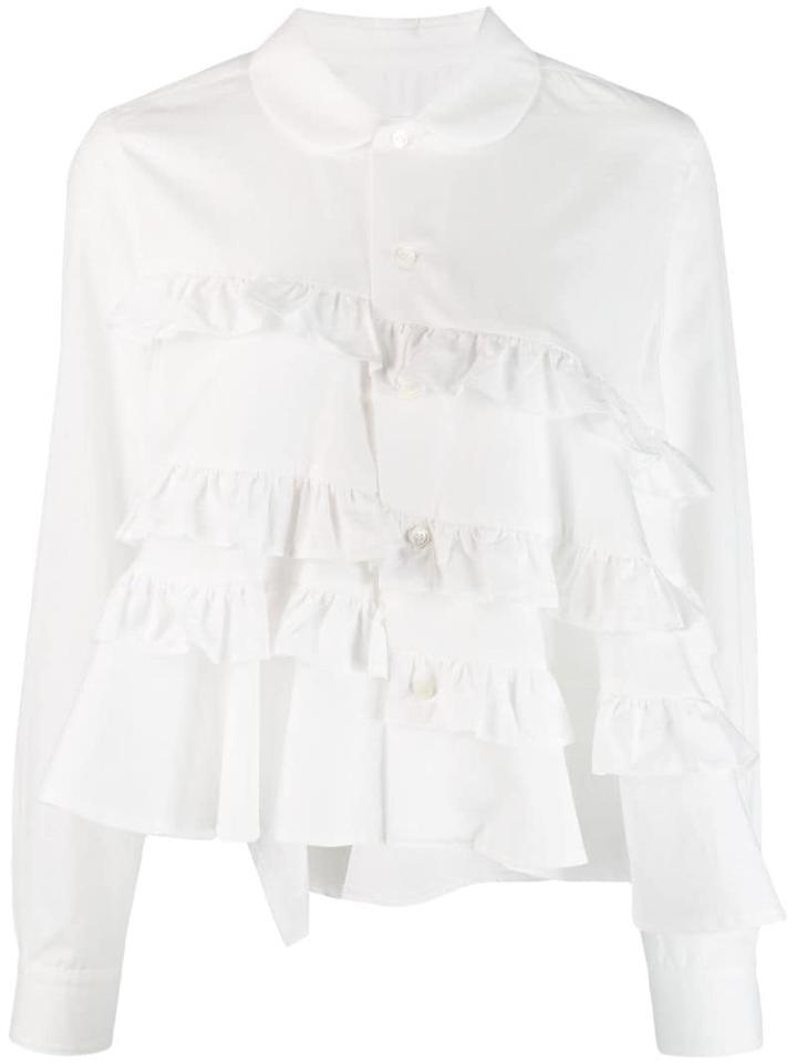 Comme Des Garçons Girl Asymmetric Ruffle Trim Shirt - White
