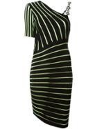 Fausto Puglisi Asymmetric Striped Dress - Black