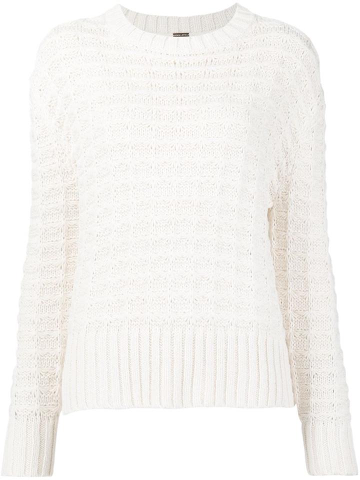 Adam Lippes Crop Stitch Sweater, Women's, Size: Medium, White, Silk/cotton/linen/flax/wool