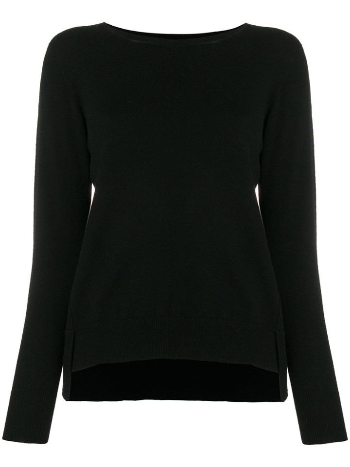 Agnona Cashmere Uneven Hem Sweater - Black