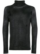 Avant Toi Distressed Overdyed Turtleneck Sweater - Black