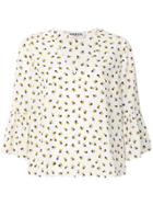 Essentiel Antwerp Floral Tie Neck Tassel Top - White