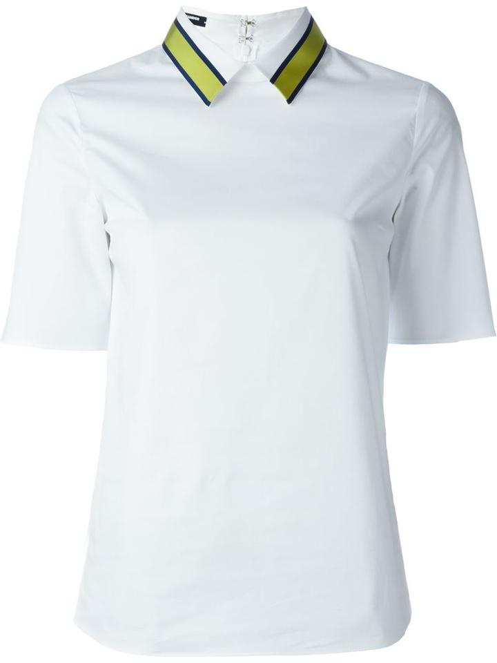 Jil Sander Navy Contrast Collar Blouse