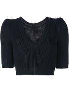 Cushnie Ribbed Knitted Crop Top - Black