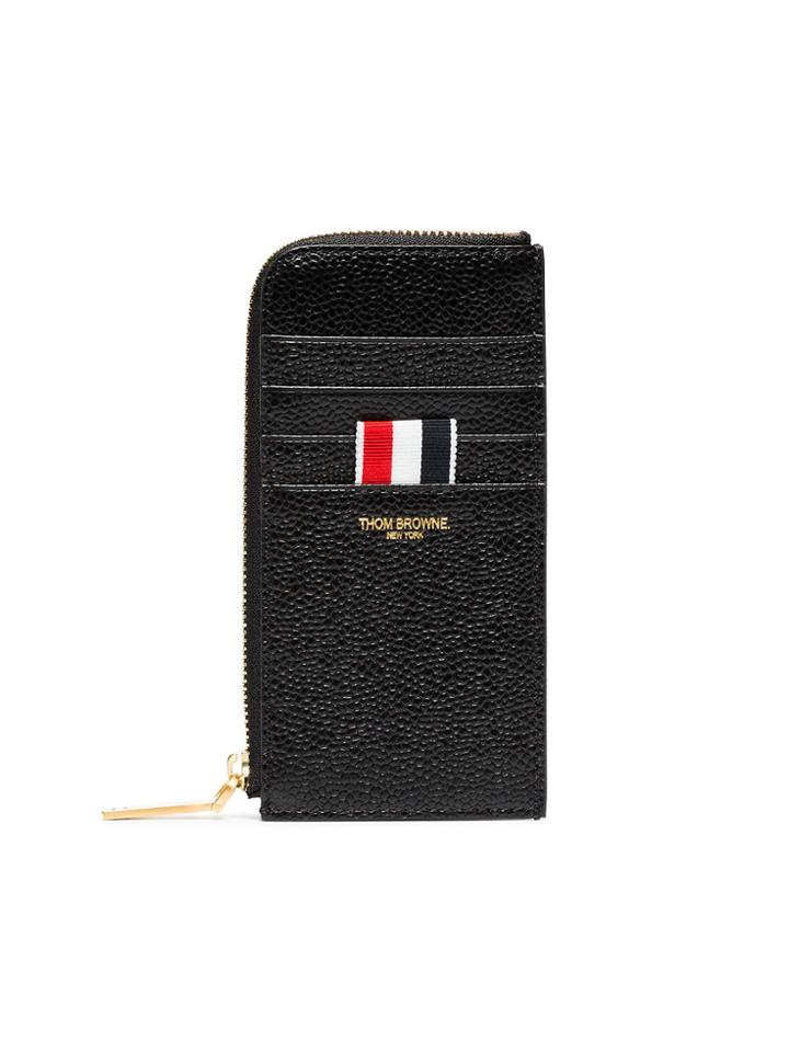 Thom Browne Navy Blue Half Zip Around Pebble Grain Leather Wallet