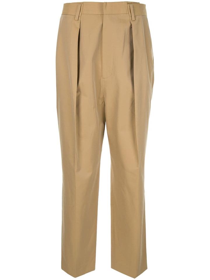 Juun.j Pleat Overlap Trousers - Brown
