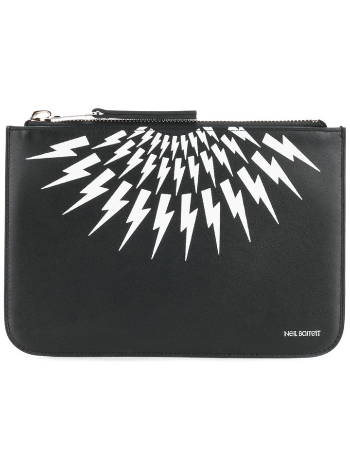 Neil Barrett Lightning Bolt Print Clutch - Black