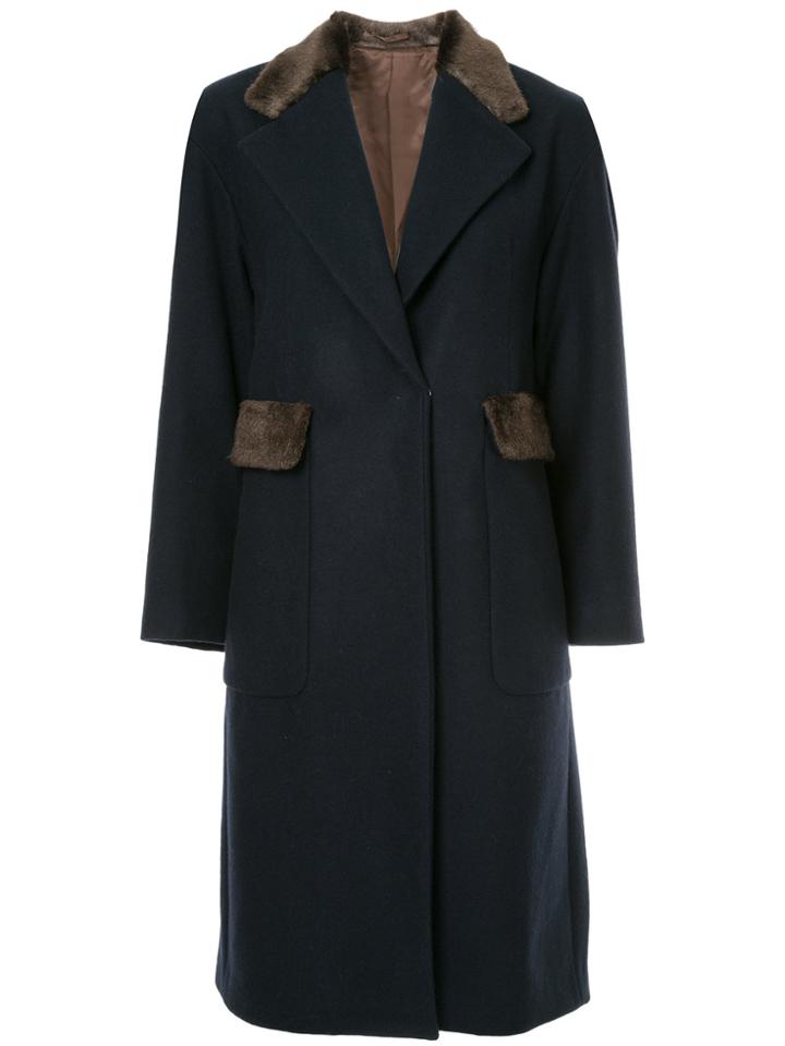 Cityshop Boxy Single-breasted Coat - Blue