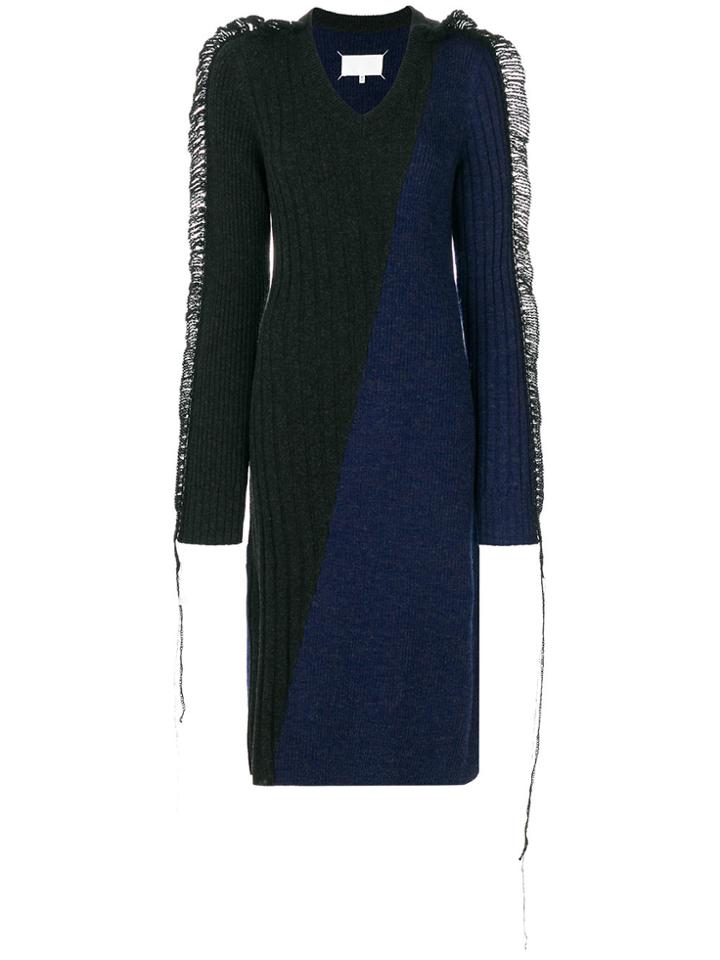 Maison Margiela Contrast Knitted Midi Dress - Blue