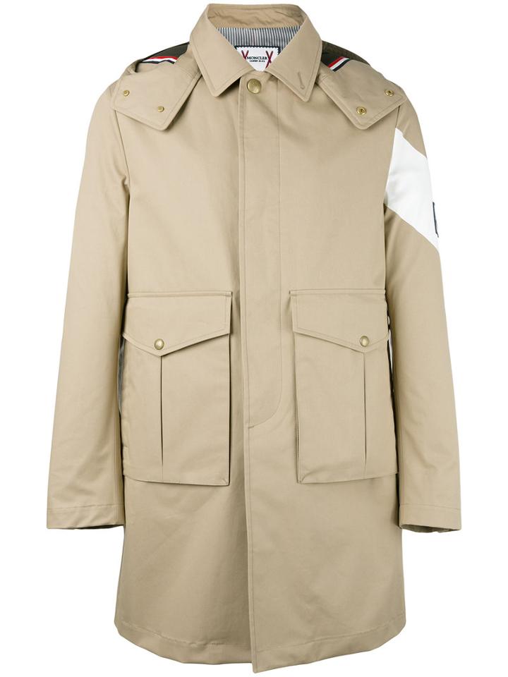 Moncler Gamme Bleu Single Breasted Coat, Men's, Size: 3, Nude/neutrals, Cotton/cupro