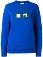 Fendi Square Eyes Sweatshirt, Women's, Size: 40, Blue, Cotton