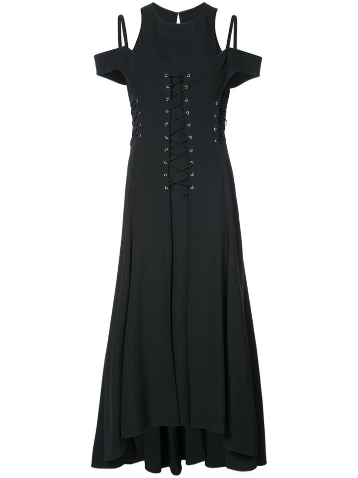 Jason Wu Lace-up Cold Shoulder Dress - Black