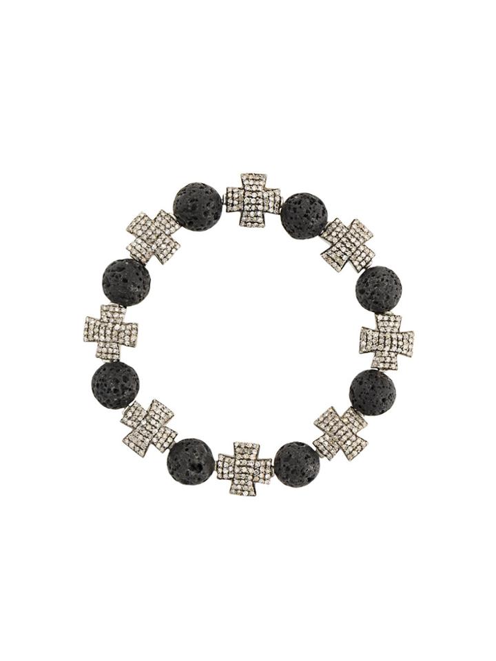 Loree Rodkin Beaded Cross Bracelet - Black