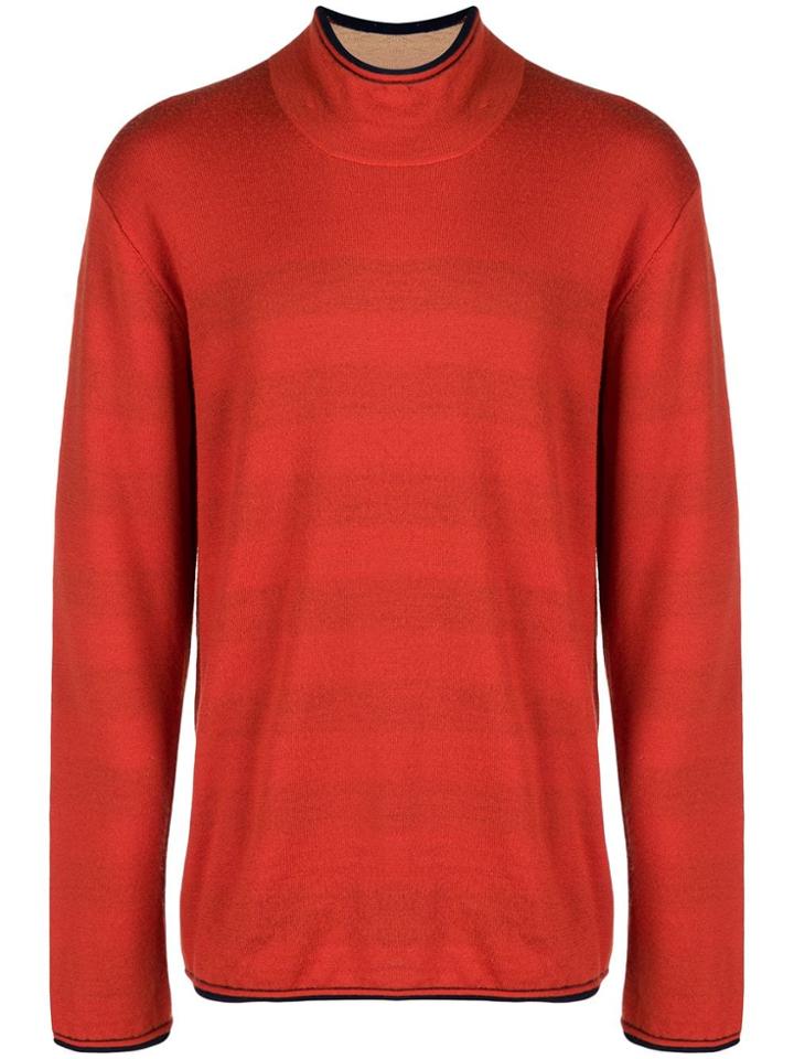 Issey Miyake Vintage Striped Lining Turtleneck Jumper - Yellow &