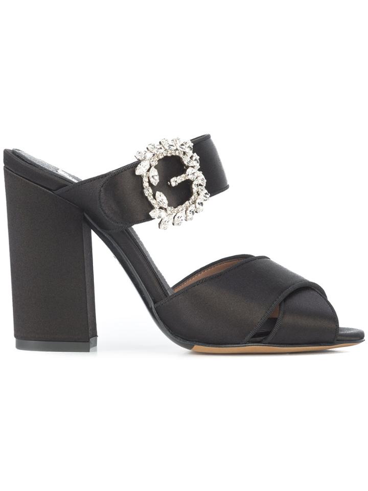 Tabitha Simmons Embellished Mules - Black