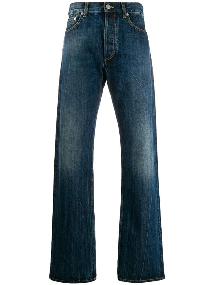 Alexander Mcqueen Logo Embroidered Straight Leg Jeans - Blue