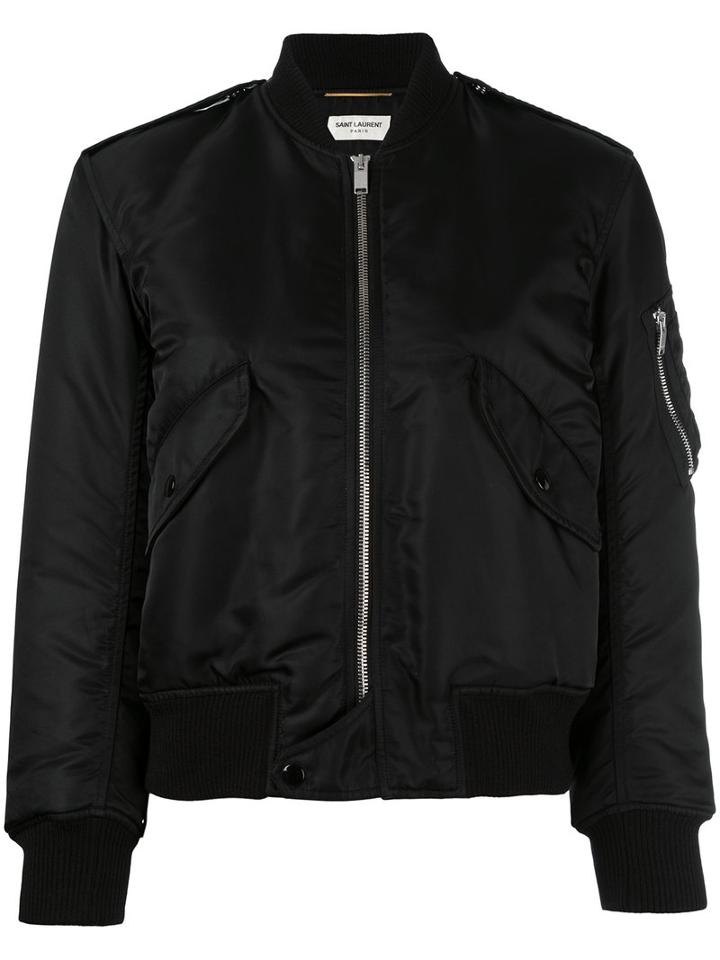 Saint Laurent - Classic Bomber Jacket - Women - Cotton/polyamide/polypropylene/wool - 36, Women's, Black, Cotton/polyamide/polypropylene/wool