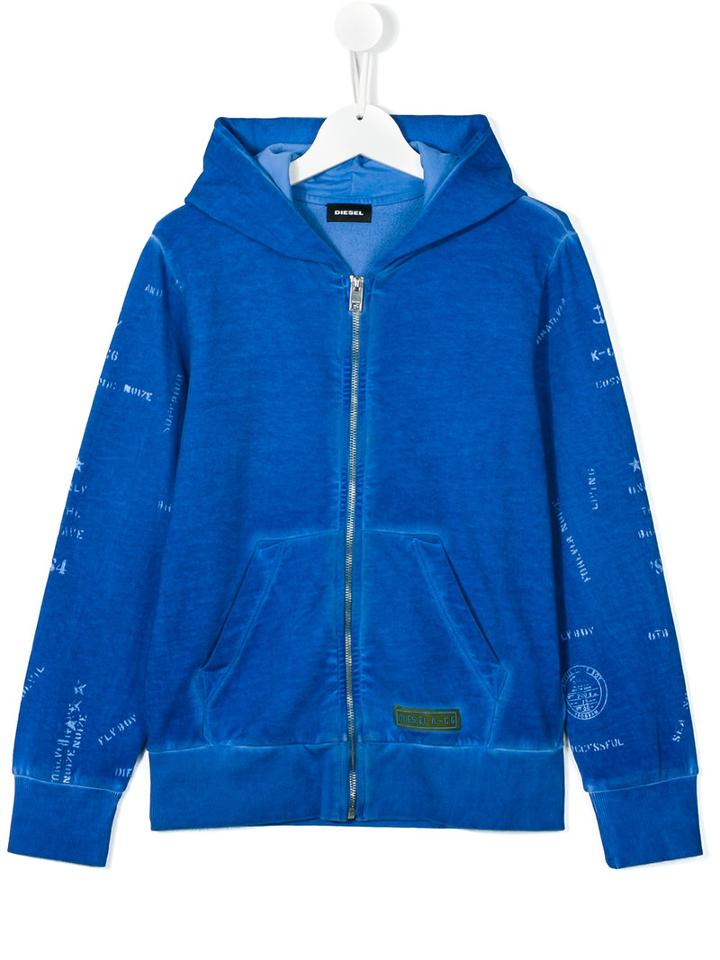 Diesel Kids - Teen Printed Hoodie - Kids - Cotton - 16 Yrs, Boy's, Blue