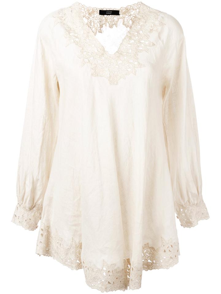 Steffen Schraut - Floral Lace Blouse - Women - Linen/flax - 40, Women's, Nude/neutrals, Linen/flax