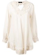 Steffen Schraut - Floral Lace Blouse - Women - Linen/flax - 40, Women's, Nude/neutrals, Linen/flax