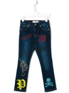 Philipp Plein Kids Slim Fit Brick Jeans, Boy's, Size: 6 Yrs, Blue