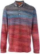 Missoni Gradient Striped Polo Shirt, Men's, Size: Medium, Black, Cotton