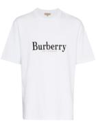 Burberry Logo Embroidery Crew Neck Cotton T-shirt - White