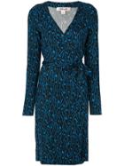 Dvf Diane Von Furstenberg Embroidered Wrap Dress - Blue