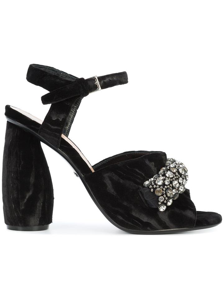 Carven Gem Embellished Heeled Sandals - Black