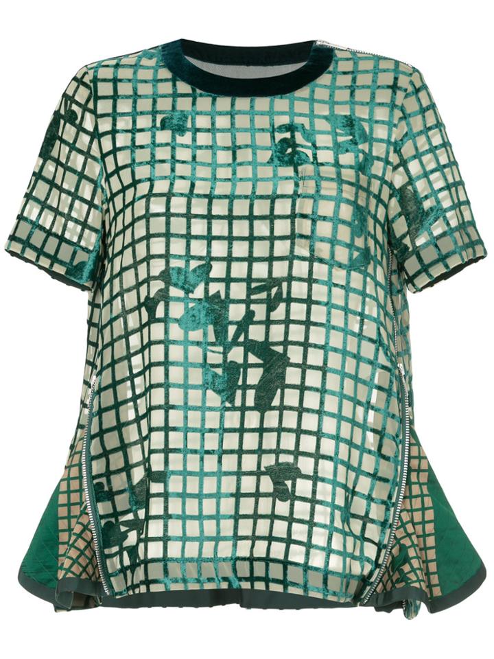 Sacai Grid Velvet Blouse - Green