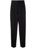Saint Laurent Tapered Flared Cuff Trousers, Women's, Size: 40, Black, Cotton/virgin Wool