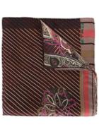 Etro Striped Floral Pocket Square, Men's, Pink/purple, Silk