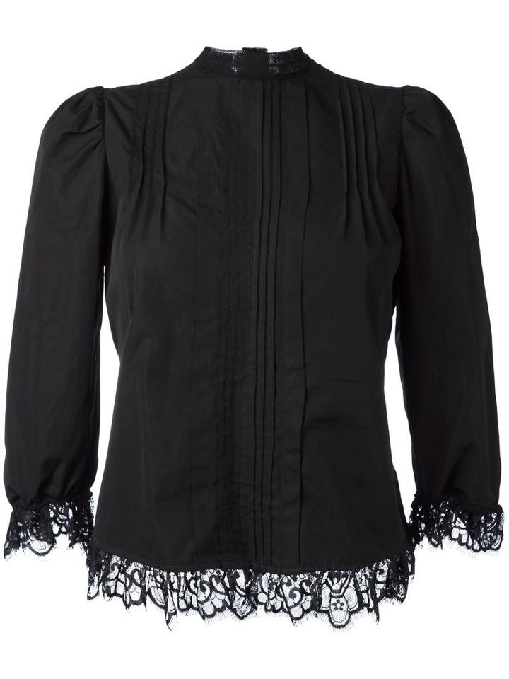 Dsquared2 Pleated Bib Blouse, Women's, Size: 42, Black, Cotton/polyamide