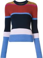 Derek Lam 10 Crosby Striped Crew Neck Jumper, Women's, Size: Xs, Blue, Polyamide/wool