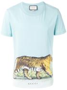 Gucci Tiger Print Gradient T-shirt, Men's, Size: Xs, Blue, Cotton