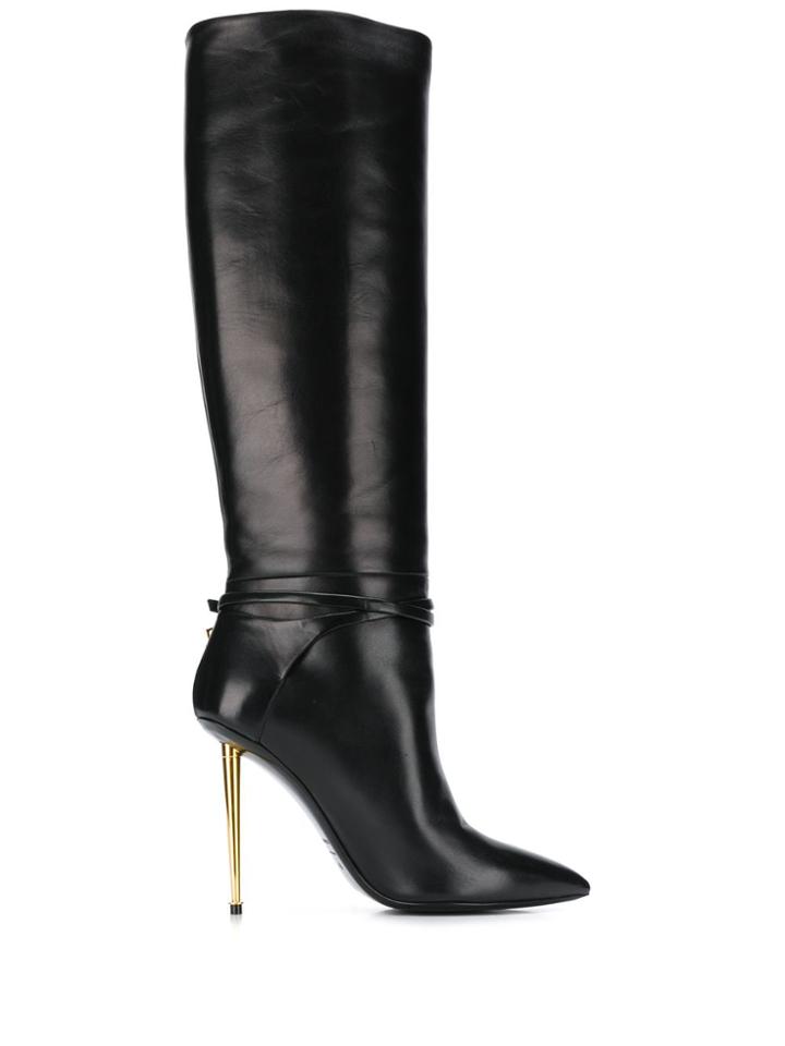 Tom Ford Contrast Stiletto Heel 120mm Boots - Black