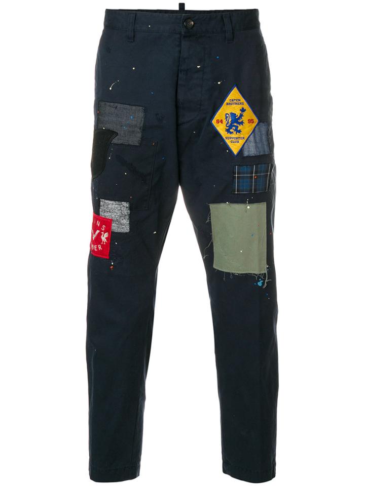 Dsquared2 Patchwork Cropped Trousers - Blue