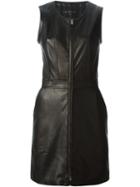 Barbara Bui Zip Front Lambskin Dress, Women's, Size: 42, Black, Lamb Skin/polyester