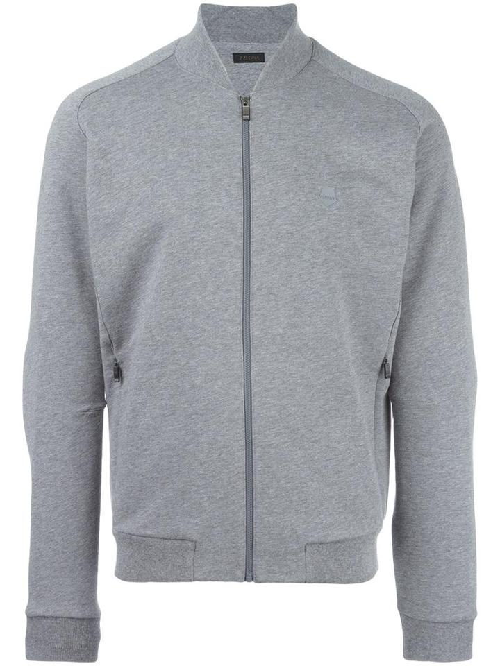 Z Zegna Sweat Bomber Jacket, Men's, Size: Large, Grey, Cotton