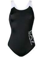 Ea7 Emporio Armani Logo Print One Piece Swimsuit - Black