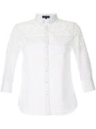 Loveless Paisley Texture Panel Button Down Shirt, Women's, Size: 34, White, Cotton