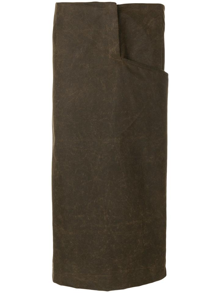 Joshua Millard Pencil Skirt With Contrast Tweed Facing - Brown