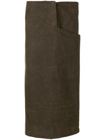 Joshua Millard Pencil Skirt With Contrast Tweed Facing - Brown