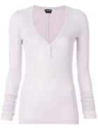Tom Ford Plunge Henley Top - Pink & Purple