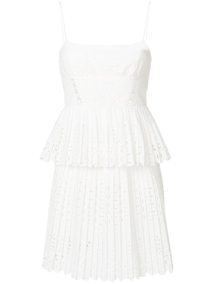 Self-portrait Pleated Lace Dress - White