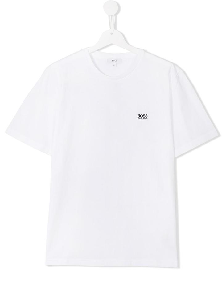 Boss Kids Embroidered Logo T-shirt - White
