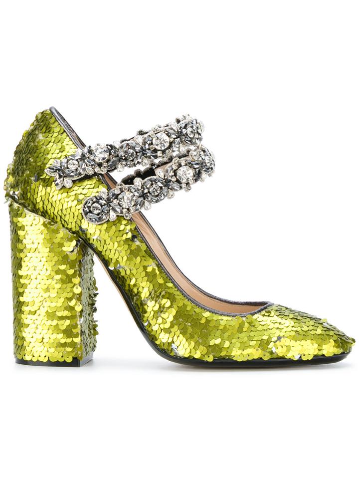 No21 Sequins Embellished Pumps - Green