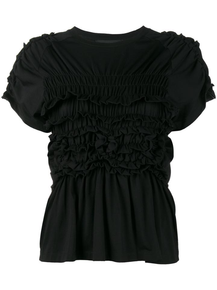 Simone Rocha Smocking Peplum T-shirt - Black