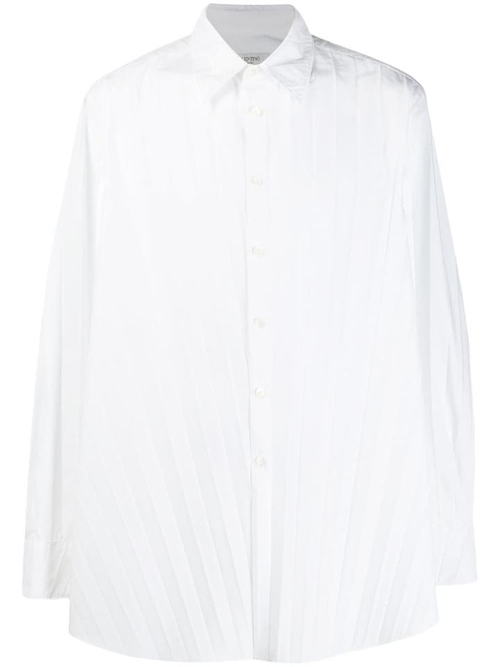 Valentino Long-sleeve Pleated Shirt - White