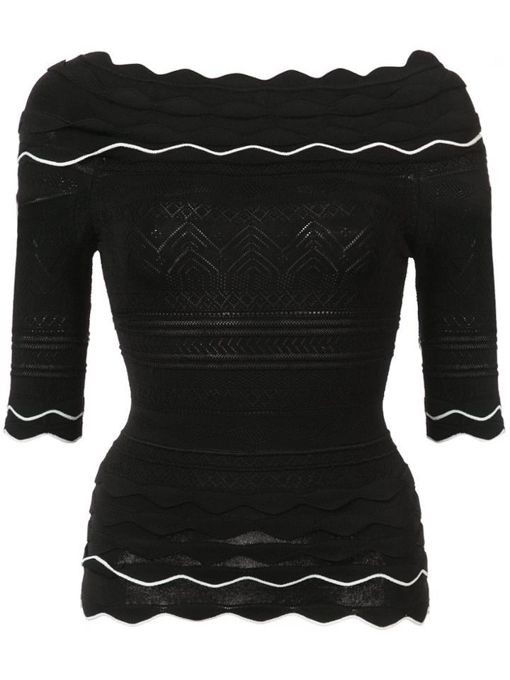 Yigal Azrouel Scallop Knit Top - Black